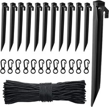 Plastic Inflatable Stakes Set, Include 12PCS Tent Stakes, 12Pcs of Hooks, and 65