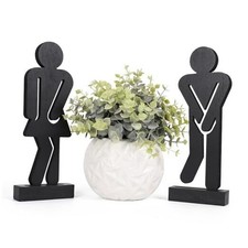 Set of 3 Farmhouse Bathroom Decor Signs Wooden Restroom Decorative Signs Rustic