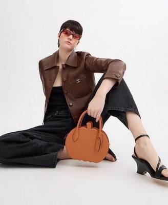NWT Coach Fall Pumpkin Bag Orange Runway Leather Purse Zippered Case
