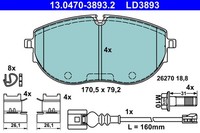 Bremsbelagsatz FÜR VW California T6 Camper (Sgc, Sgg, Shc) - ATE 13.0470-3893.2