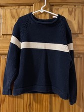 Gap Kids Navy Cream/white Striped Sweater Long Sleeve Crewneck Size S Thick