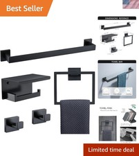 Bathroom Hardware Set Black Stainless Steel Towel Bar Towel Ring Hook Shelf