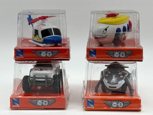 NewRay Power Up Mini Vehicle Lot 4 Sealed Helicopter SUV Snowmobile Shark Plane