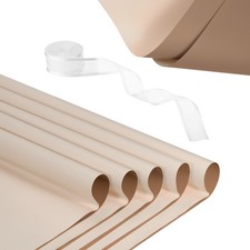 20 Sheets Flower Wrapping Paper with Ribbon 22.8" x 22.8" Coffee/Light Brown