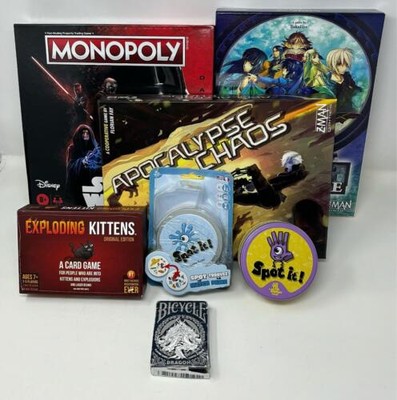 Board Game Lot of 6 Games: Monopoly, Code of Nine, Exploding Kittens, & More!
