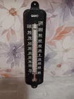 Vintage Ohio Metal Tin Litho Black Wall Thermometer Hanging USA