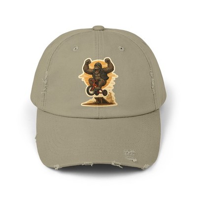 Unisex Distressed Hat Biker Gorilla Jumps Tricycle Ramp