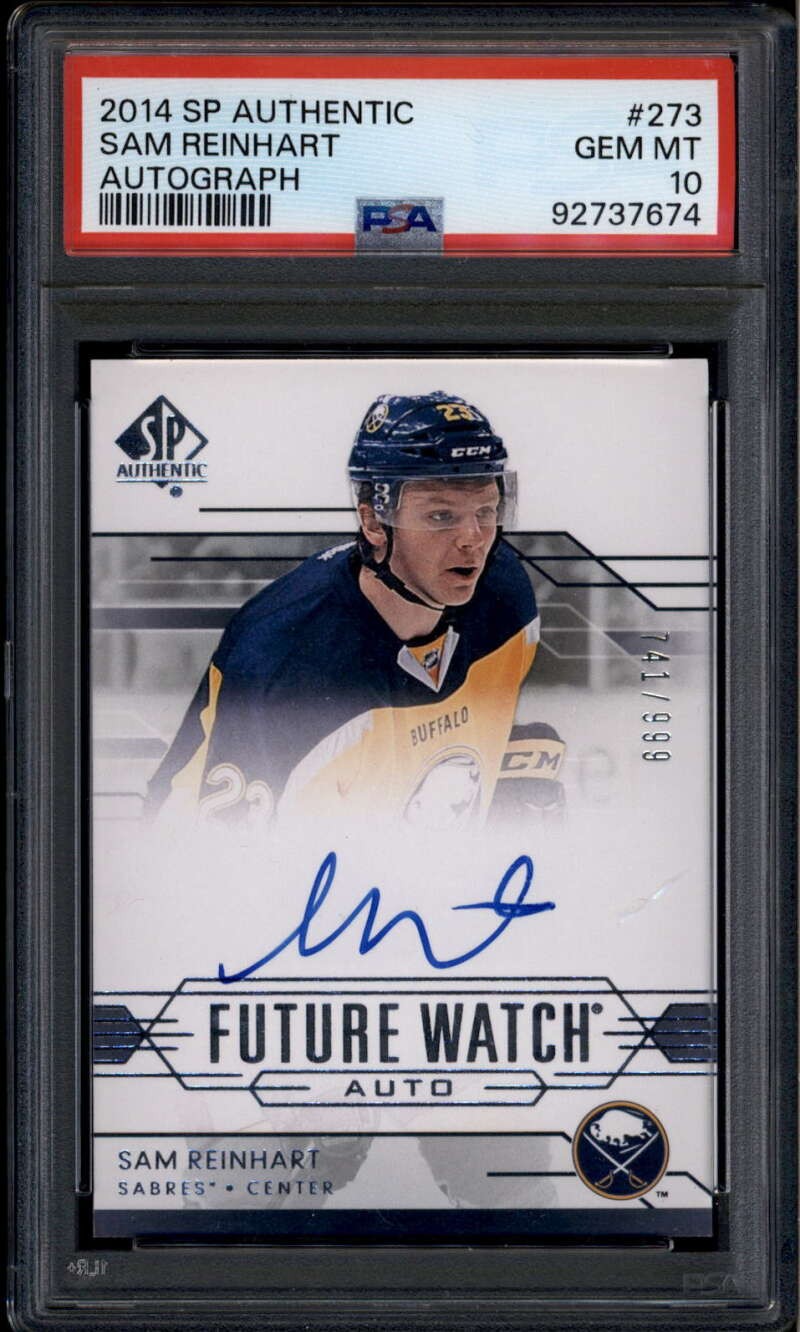 2014-15 SP Authentic 273 Sam Reinhart Rookie RC Auto 741/999 Future Watch PSA 10
