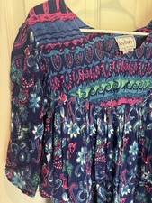 Vintage Saybury Floral House Dress Blue Pink Green Women  s Size Medium Mumu