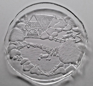 Teller Glasteller Dekoteller BAUERNHAUS Glas Ø ca. 21 cm sehr gut