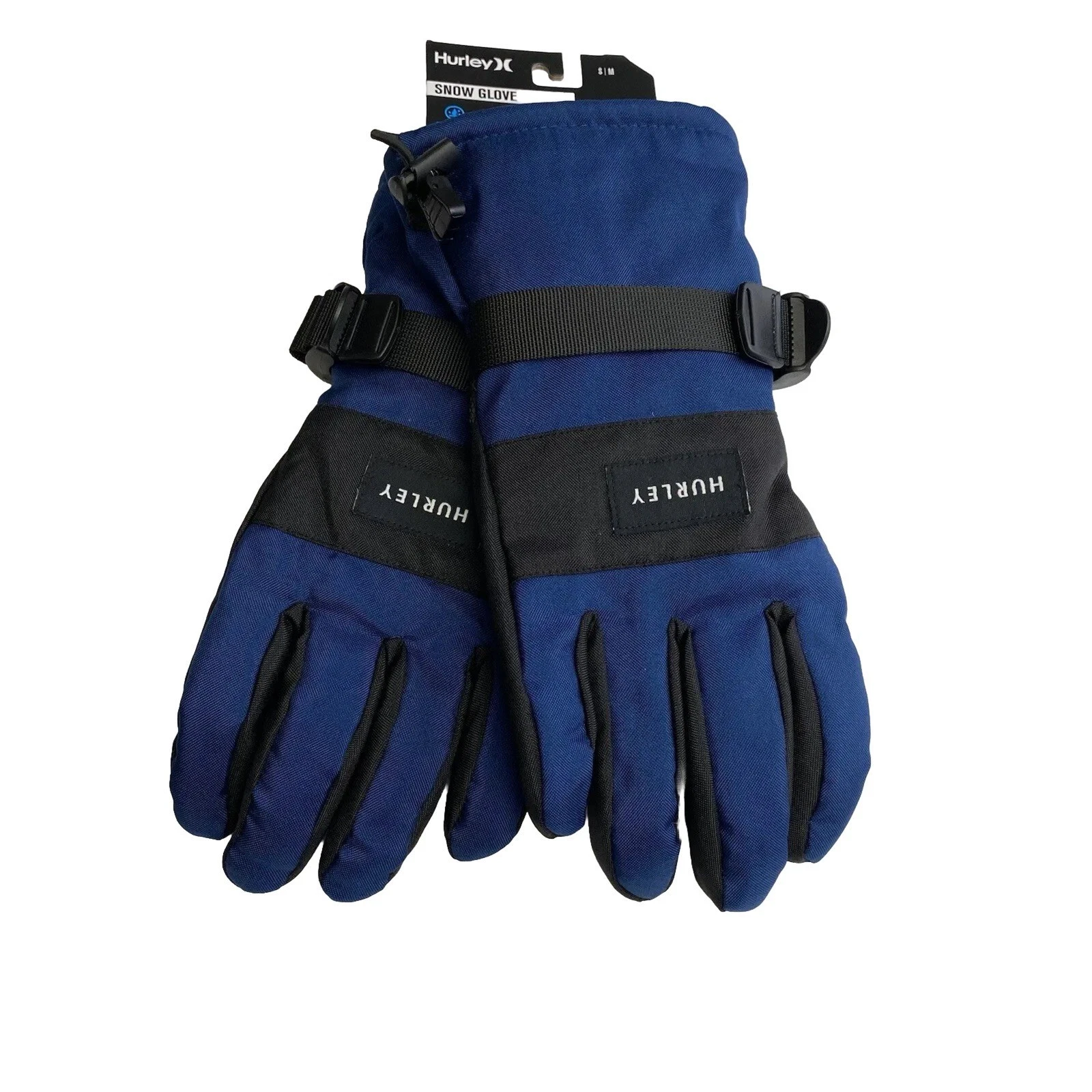 HURLEY S/M SNOW GLOVE Blue Water Resistant Adjustable Breathable Grip Unisex New