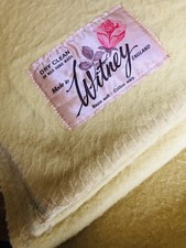 1960s Vintage Whitney Blanket yellow Made In England cotton/Raylon 78"x90"