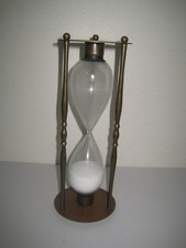 Vintage Hour Glass Brass & White Sand 10.5 ht...