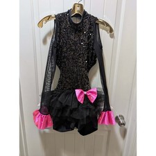 Dance Costume Weissman Black Pink Child Jazz Sequin Tap Sequin LC 14 Bow