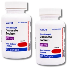 Major Docusate Sodium 250 mg - 100 Softgels | Colace (5-2027) - 2 Pack