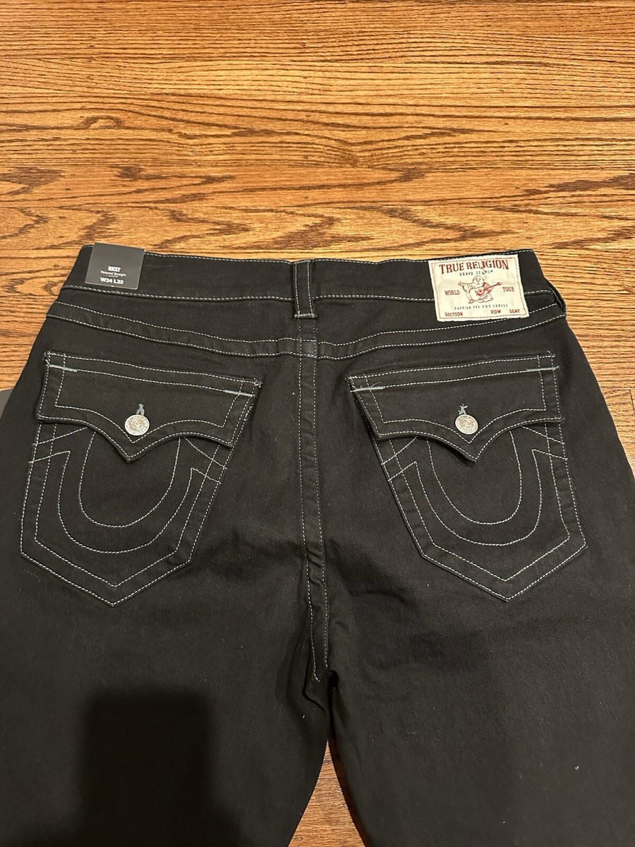 True Religion Ricky Relaxed Straight Mens Black Body Rinse Denim