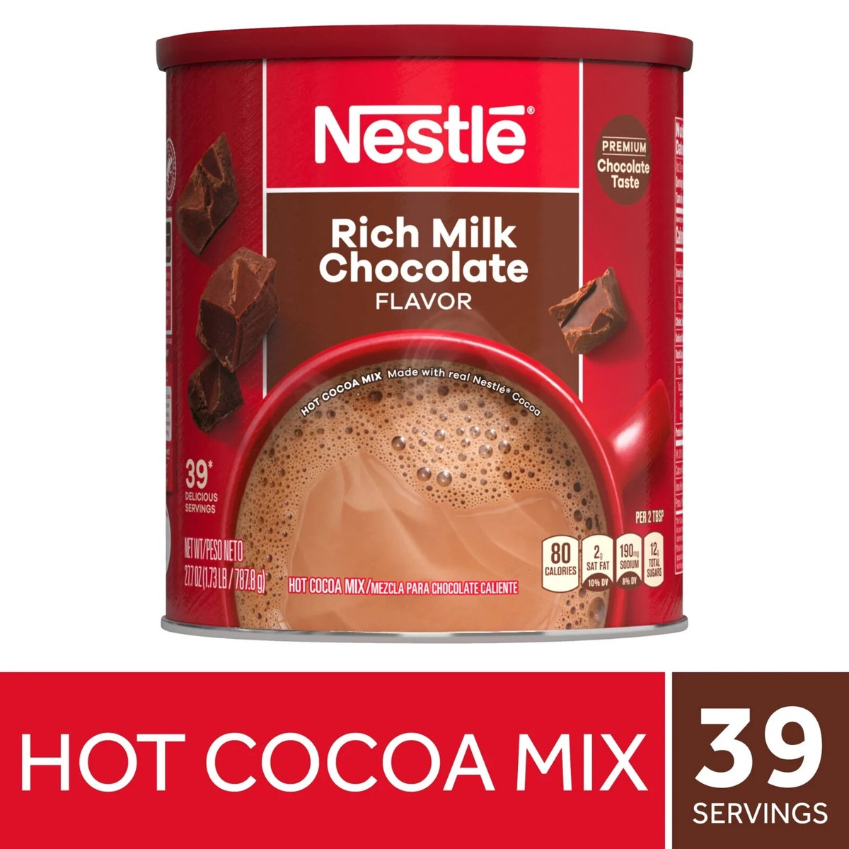 4 Cans Nestle Hot Cocoa Rich Milk Chocolate Flavored Mix Powder