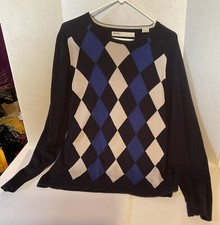 Perry Ellis Dark Blue Light Weight Long Sleeve Sweater Mens Size XL