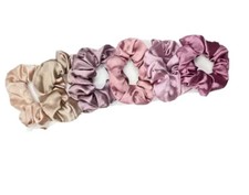 Pink Colored Scrunchy Silky Satin Hair Ties Elastic Band Ponytail Holders Set 6