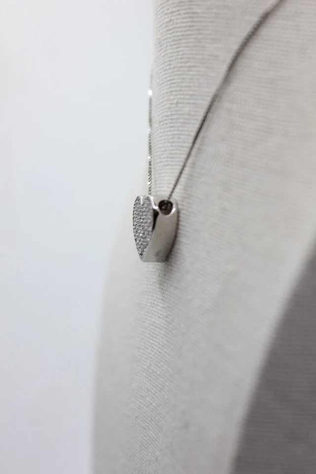 COLLANA CUORE PAVE' ZIRCONI BIANCHI CIONDOLO ARGENTO MM 14x14 EXPLOIT - Immagine 3 di 4