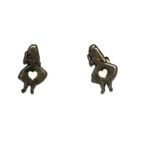 Disney Earrings Alice In Wonderland Antique Gold Alice Pose White Heart On Dress