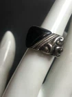4579 Vintage Sterling silver 925 Black onyx modern design band ring sz 6 (8.8g
