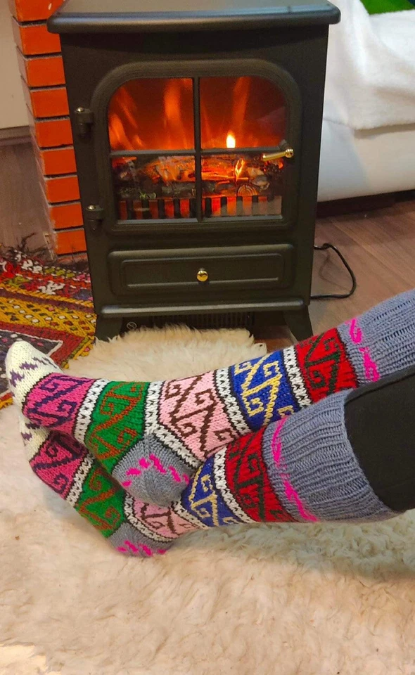 Ручной вязки носки шерсти + хлопковая смесь ручной работы теплый мягкий зимние носки длиной - Изображение 3 из 4