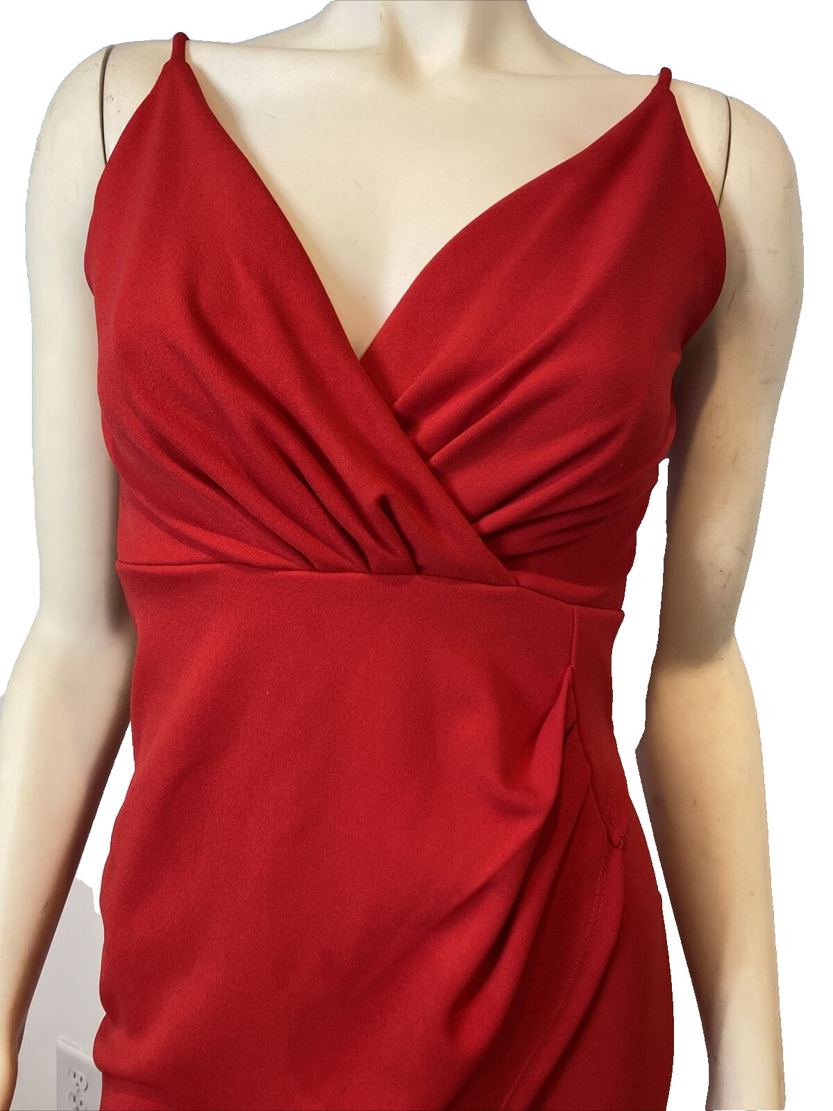 Mind Code Red Spaghetti Strap V Neck Cocktail Dre… - image 2
