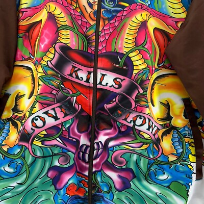 Ed Hardy Christian Audigier XL Bomber Track Jacket Hollywood Love
