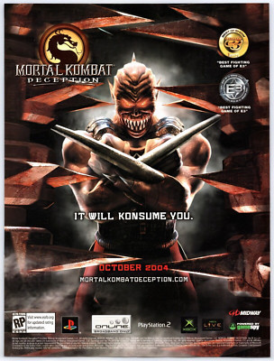 Print Ad 2004 Mortal Kombat Deception PS2 Xbox Original Game Promo Poster Art