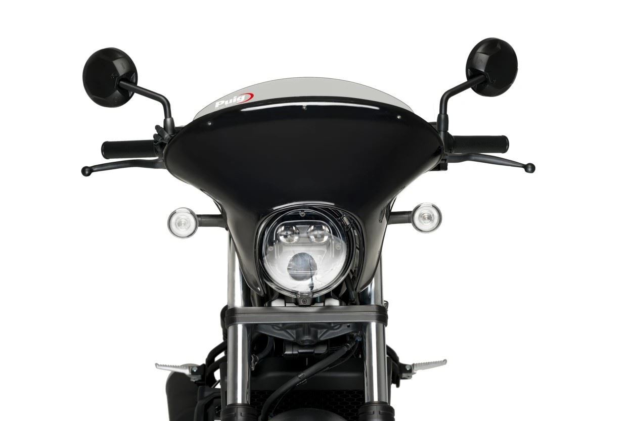 Puig Matt Blk Housing Lt Smoke Batwing Sport Screen Honda CMX500 Rebel 2020-2025