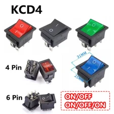 KCD4 Rocker Switch 2/3 Position Rectangular Rocker Switch ON OFF 4/6Pin 250V 16A