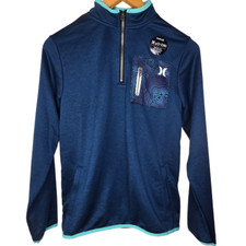 Hurley H2O-Dri Athletic YLG Pullover Sweatshirt 1/4 Zip Night Force Heather NWT