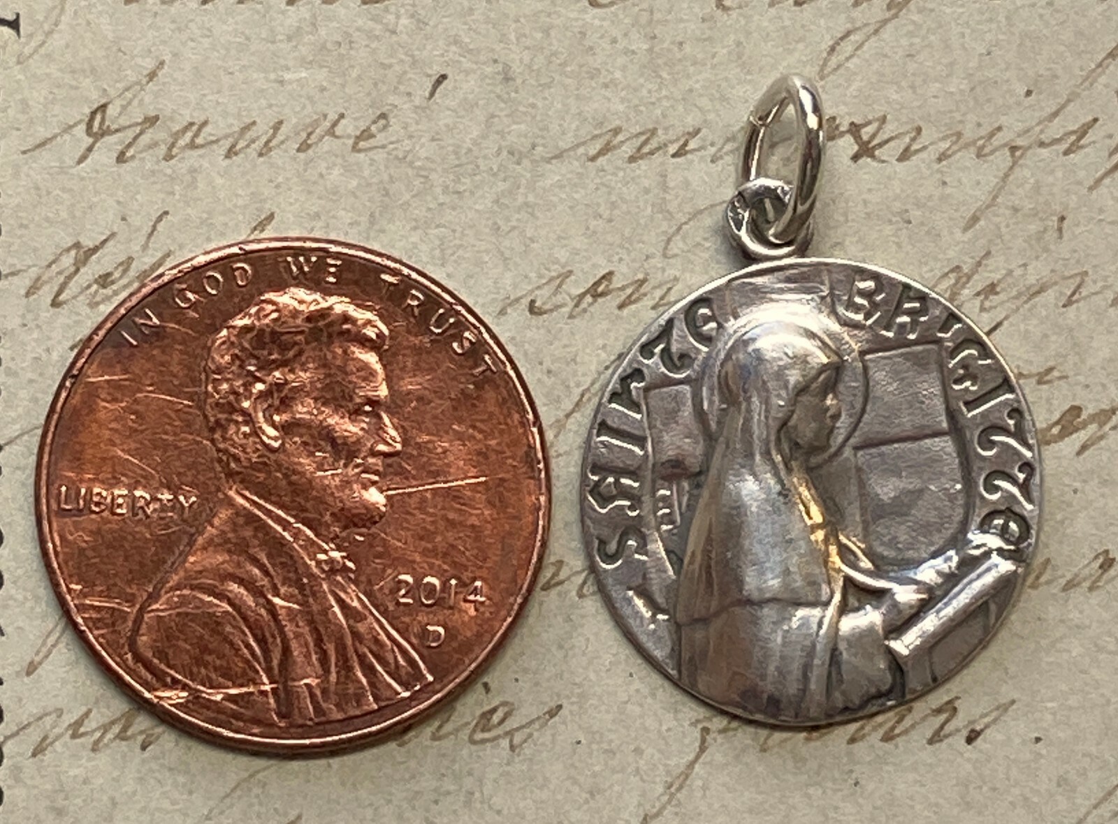 St Bridget of Sweden Medal - Patron of widows - Sterling Silver Antique ...