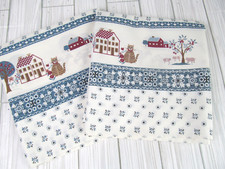 2 Vintage Curtain Panels Farm House Animals C...