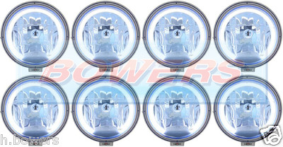 8x SIM 12V/24V 9'' RUNDE BLAUE LINSE STRAHLER STRAHLER + LED ANGEL EYE SEITENLICHTER