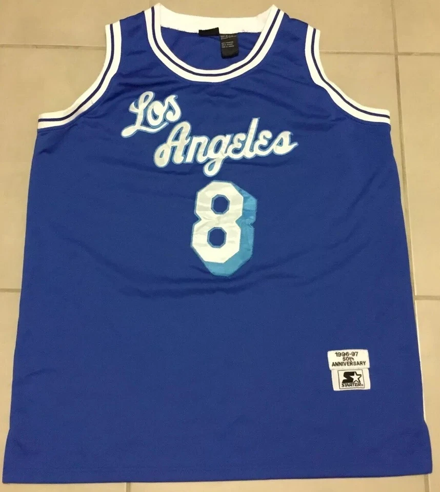 RARE Vtg STARTER 1996-97 Los Angeles Lakers Kobe Bryant 50th ANNIV Sz 52 Jersey - Image 3 of 4