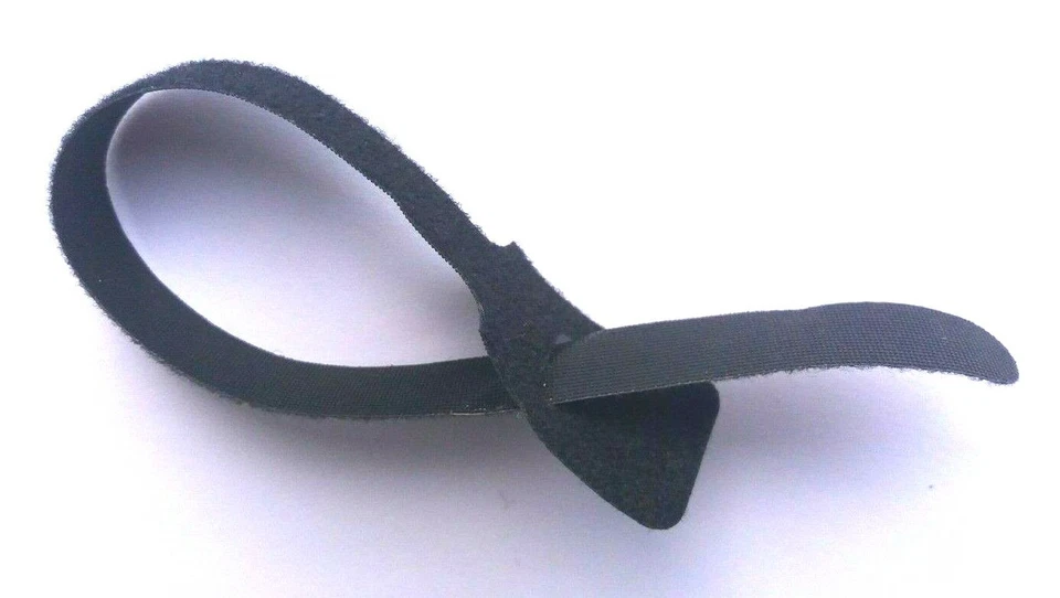 VELCRO Wiederverwendbare 20 mm x 200 mm Kabelbinder schwarz doppelseitige Riemen Haken Schlaufe Riemen