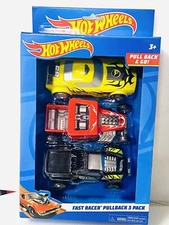 Hot Wheels Pull Back Fast Racer 3 Pack Set NEW