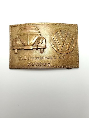 Vintage Brass Belt Buckle, VW Car 