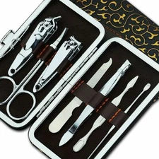 Professional 7pcs Pedicure Manicure Set Nail Care Cuticle Clipper Tool Kit Gold