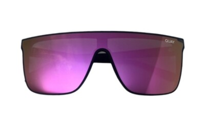 Quay Australia Nightfall Sunglasses Shield Matte Black Pink 