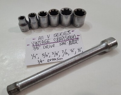 Craftsman V Series Vintage Sockets 8 Point Star 1/4''- 1/2'' Extension 3/8'' Drive 