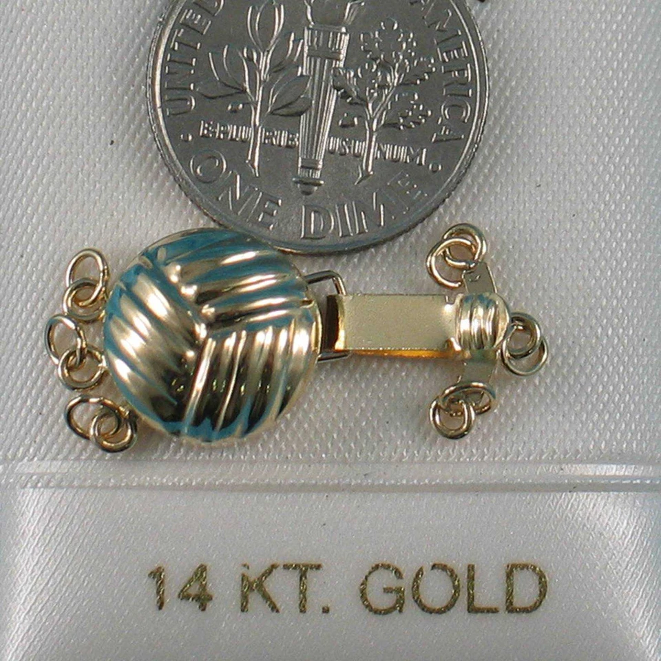 14K Yellow Gold Classic 3-Row (3 Strands) Pearl Beads Clasp - Image 4 of 4