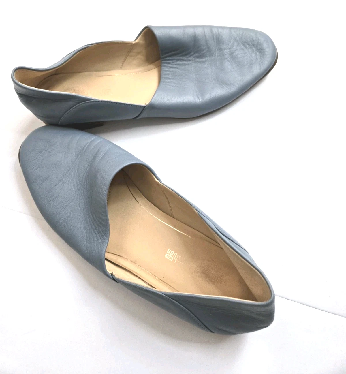 Mocassini bassi Clarks Cushion tono puro da donna taglia 8 5M in pelle blu con tacco