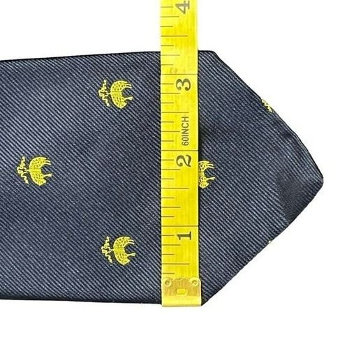 Brooks Brothers Signature Golden Fleece Logo Pattern Silk Necktie Navy Blue - Picture 5 of 7