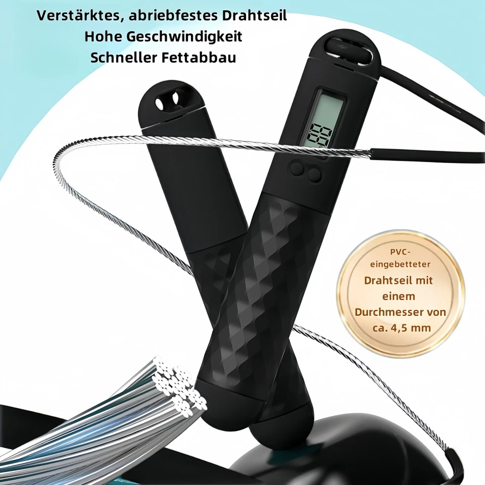 Rope Springseil Skipping Hüpfseil Erwachsene Seilspringen Mit Zähler - Bild 4 von 4