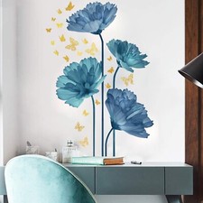 Flower Wall Decals Peel and Stick DIY Floral Wall Decals Removable Flower Wal...