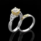 Wonder Woman Engagement Ring With Band 14K Two Tone Gold Plated White Simulated
