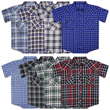 Plaid Western Shirt Mens Short Sleeve Snap Up Pockets New Colors Big 3XL 4XL 5XL